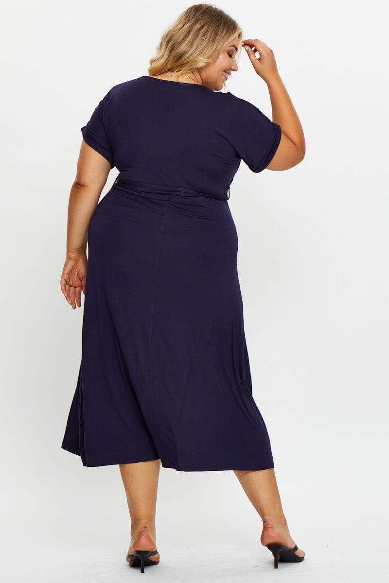 Navy Plus Wrap Maxi Dress For Women By You And All