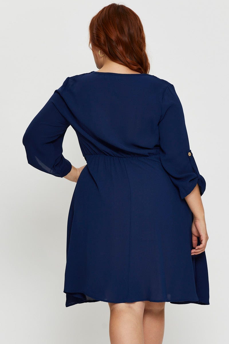 Navy Plus Shirt Skater Dress For Women By You And All