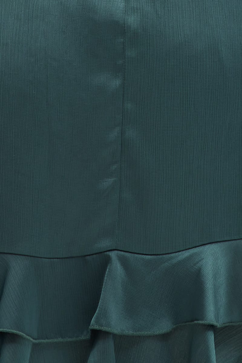 Green Wrap Dress Short Sleeve V-Neck Satin for YouandAll Fashion