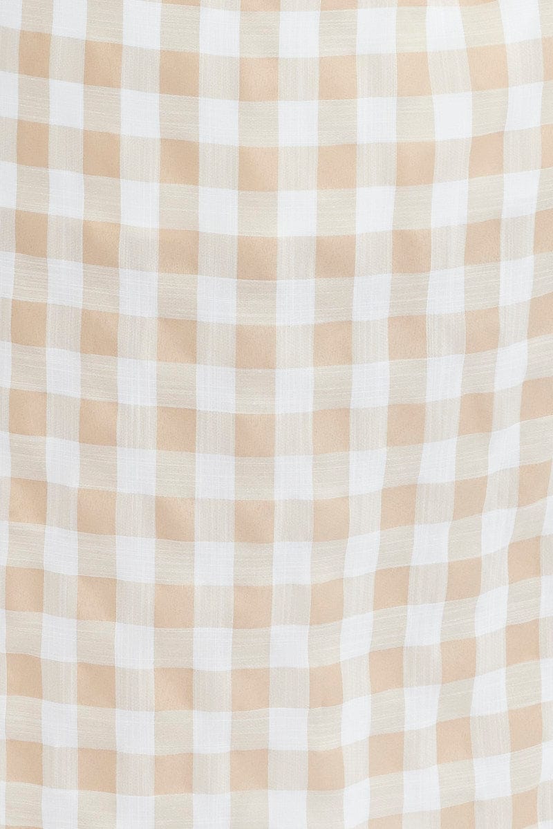 Nude Check Midi Dress Split Front Large Gingham Check for YouandAll Fashion