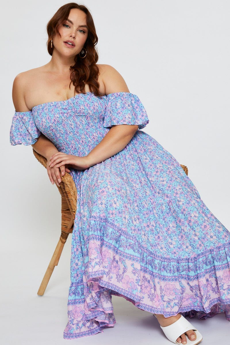 Boho Prt Plus Boho Print Button Front Maxi Dress For Women By You And All