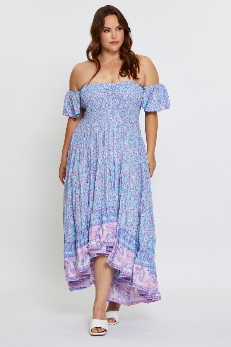 Boho Prt Plus Boho Print Button Front Maxi Dress For Women By You And All