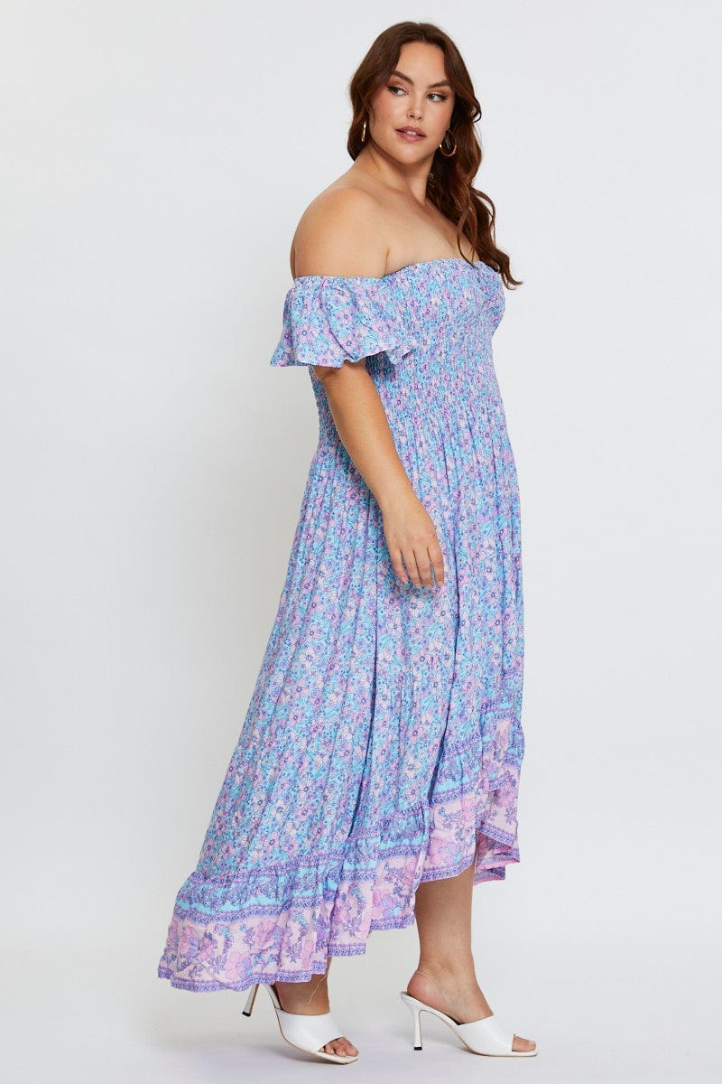 Boho Prt Plus Boho Print Button Front Maxi Dress For Women By You And All