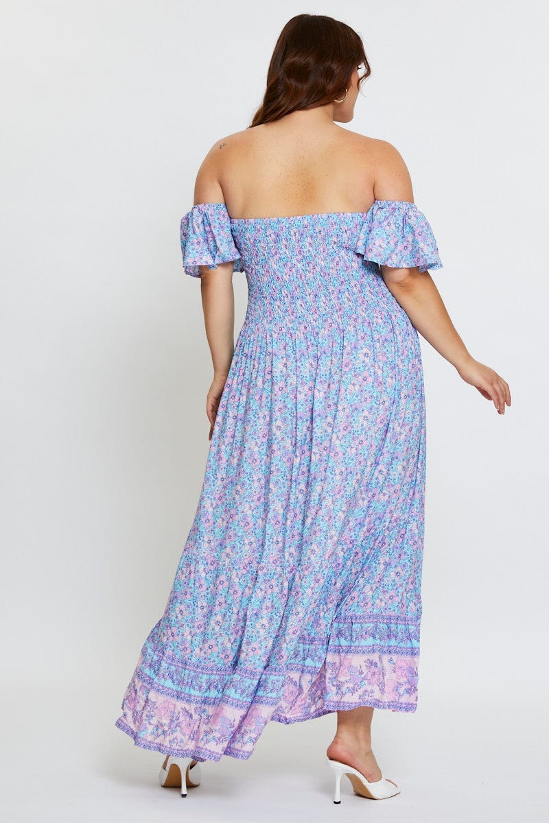 Boho Prt Plus Boho Print Button Front Maxi Dress For Women By You And All