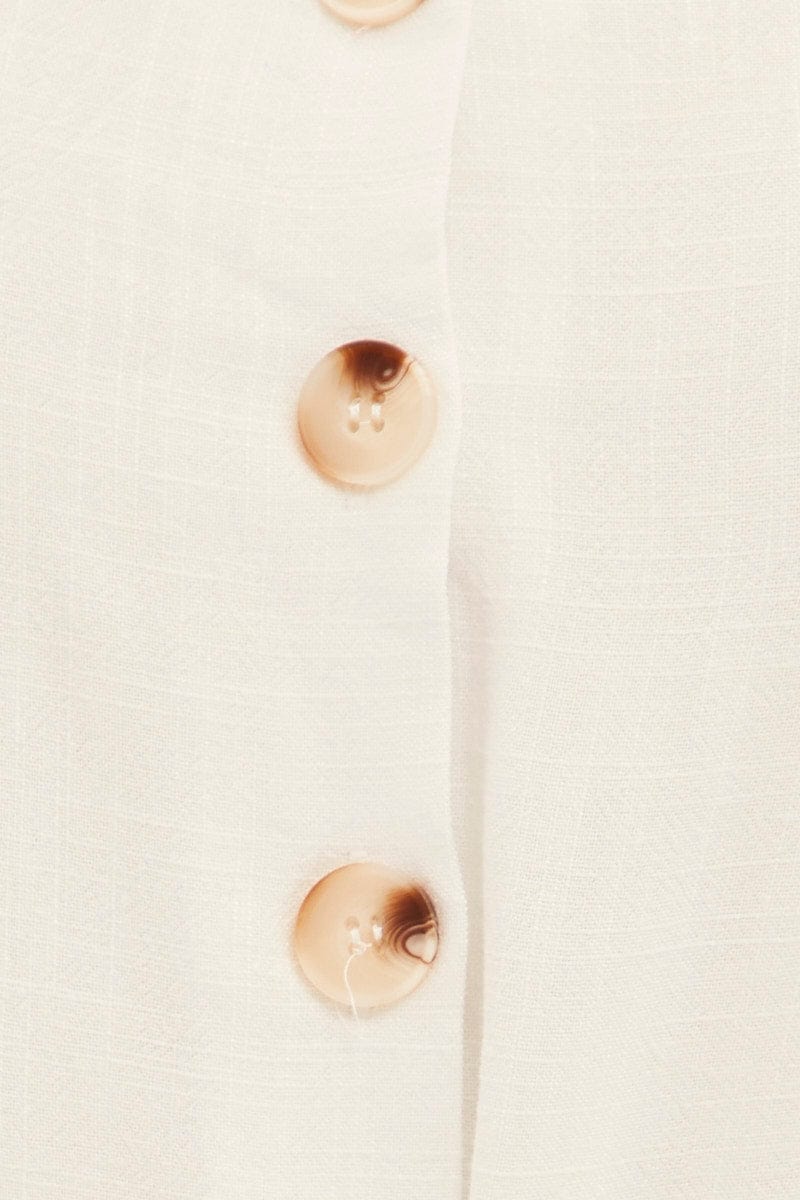 White Midi Dress Button Through Linen Blend for YouandAll Fashion