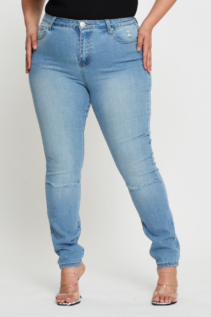 Blue Denim Jean High Rise Skinny For Women By You And All