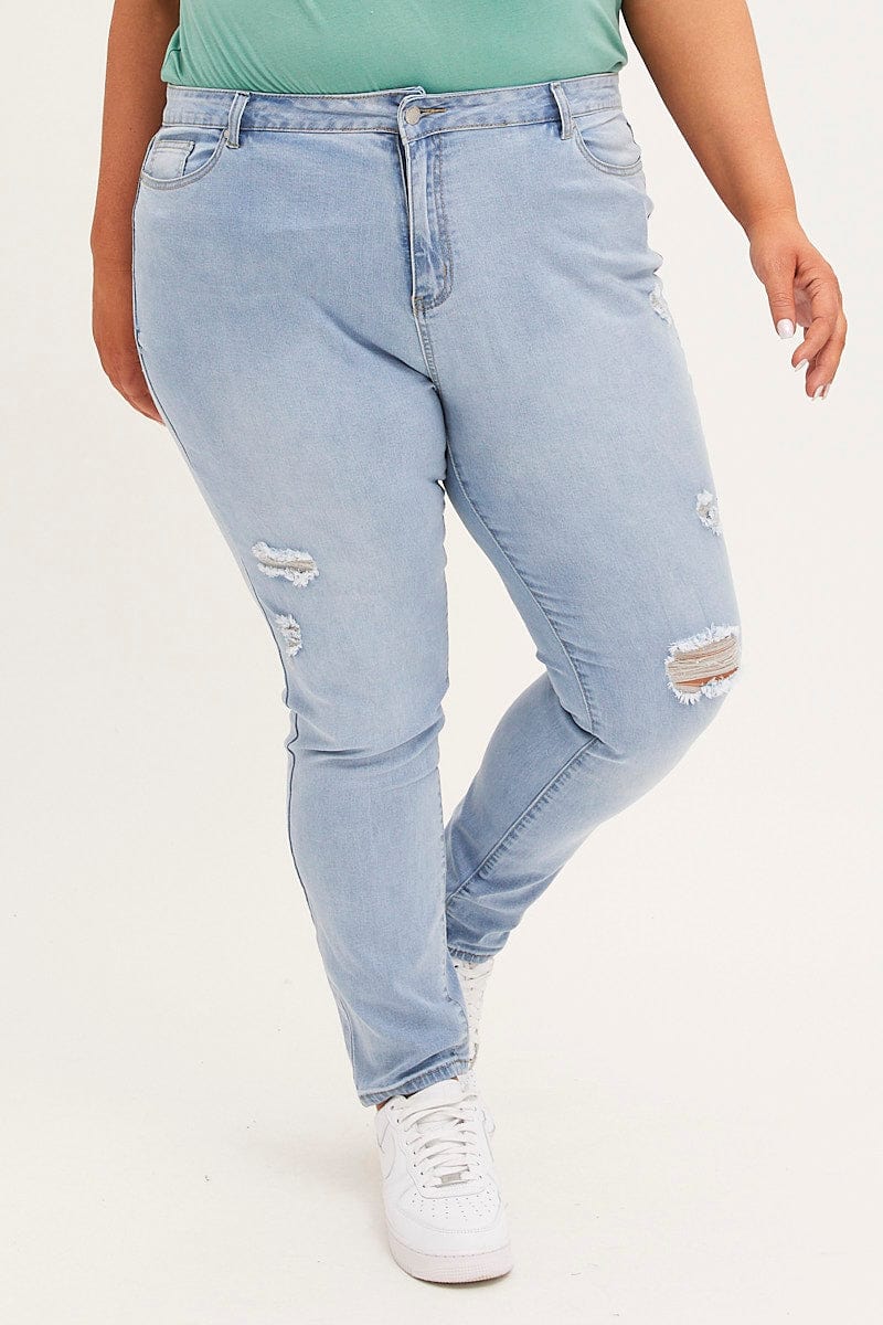 Blue Mid Rise Skinny Jeans