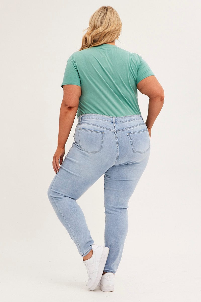 Blue Mid Rise Skinny Jeans