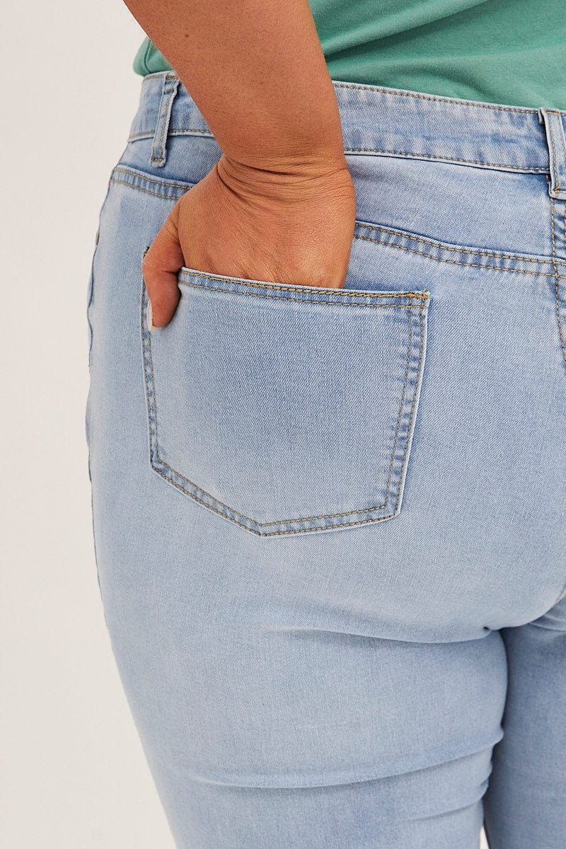 Blue Mid Rise Skinny Jeans