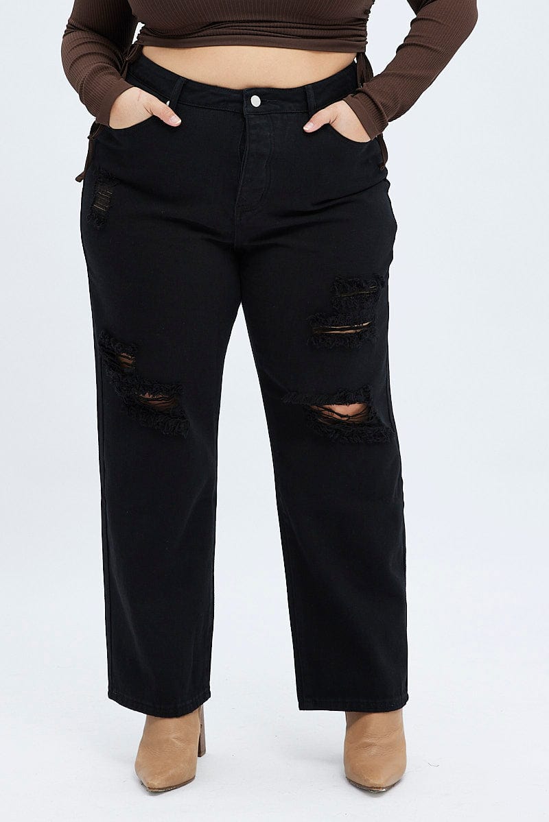 Black Mom Denim Jeans High rise for YouandAll Fashion