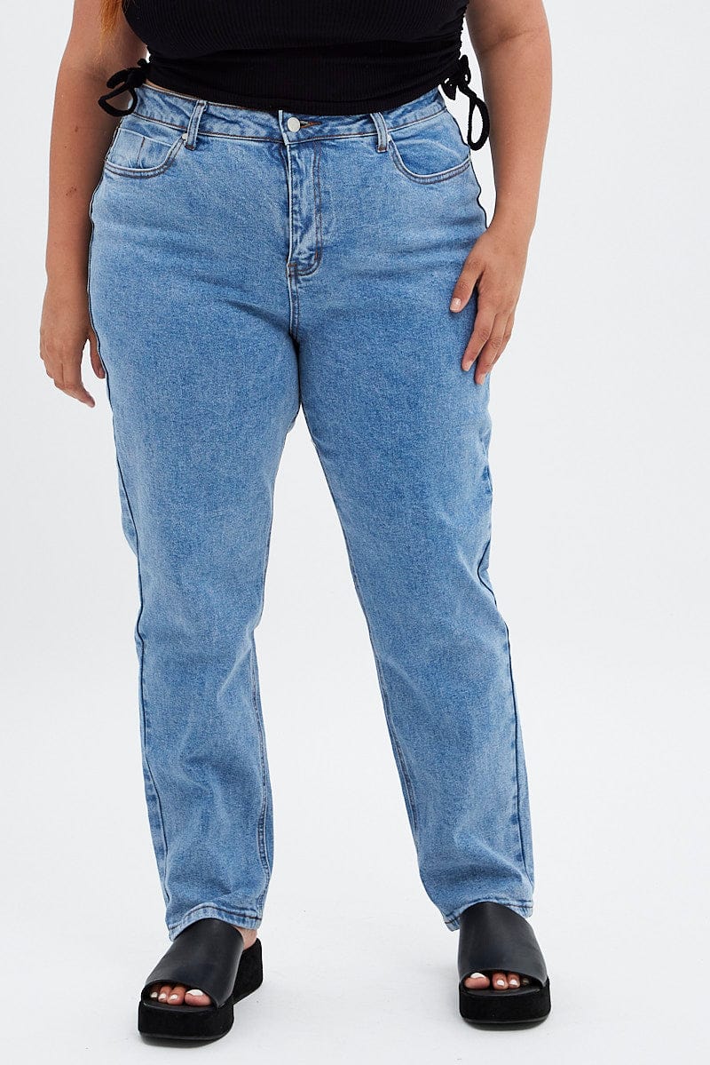 Blue Denim Mom Jean High Rise for YouandAll Fashion