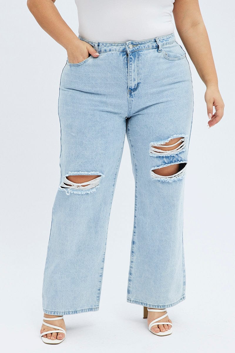 Denim Wide Leg Denim Jeans High rise for YouandAll Fashion