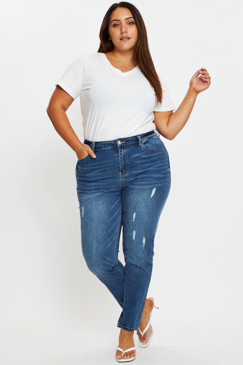 Blue Denim Jean High Rise Skinny For Women By You And All