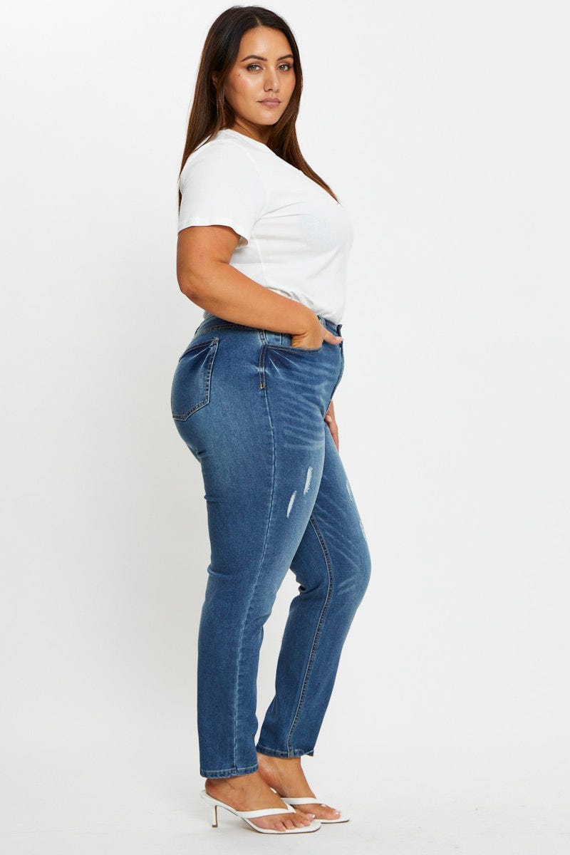 Blue Denim Jean High Rise Skinny For Women By You And All