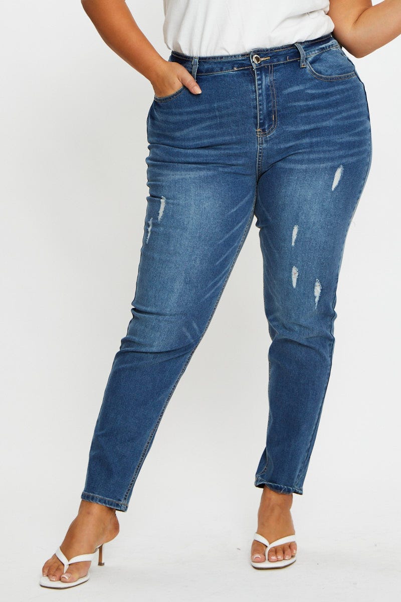 Blue Denim Jean High Rise Skinny For Women By You And All