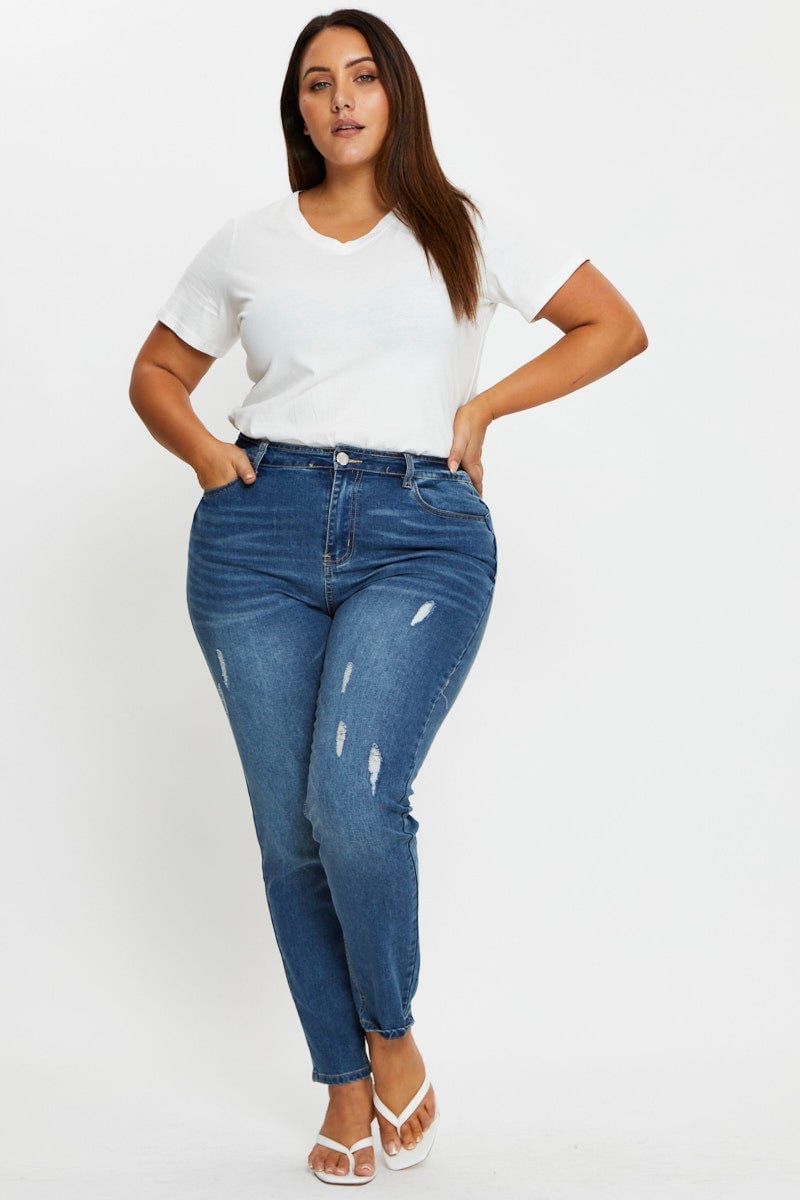 Blue Denim Jean High Rise Skinny For Women By You And All