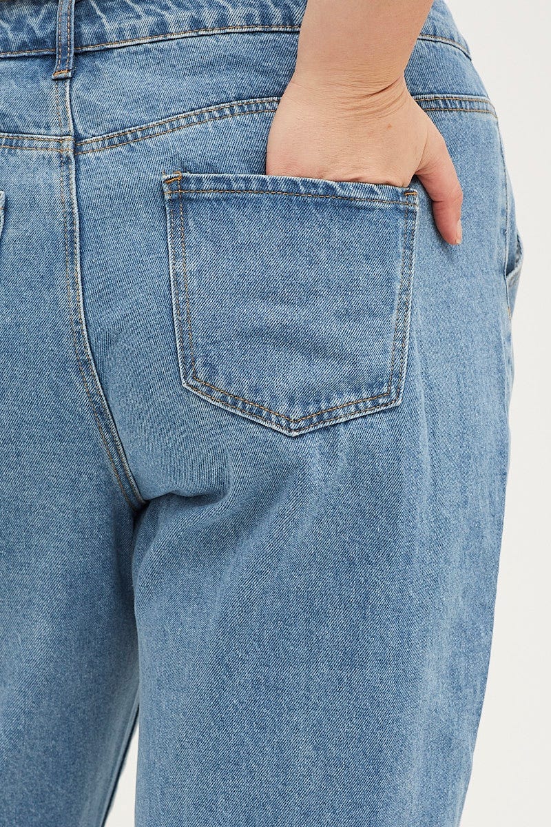 Plus Size Blue High Rise Carpenter Denim Jeans, You + All