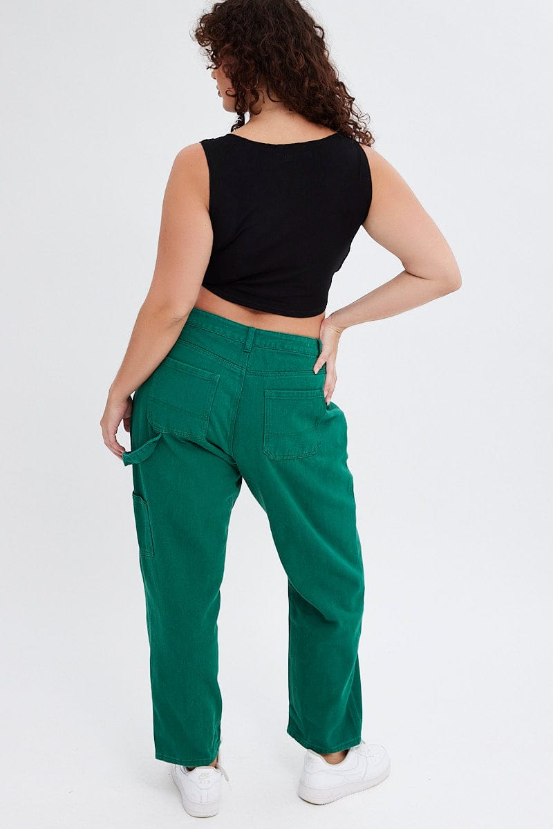 Green Carpenter Denim Jeans High rise for YouandAll Fashion