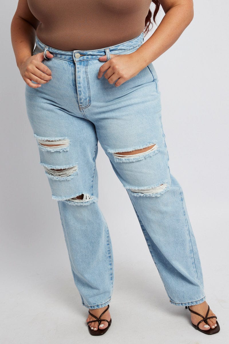 Denim Baggy Jeans High Rise Ripped for YouandAll Fashion