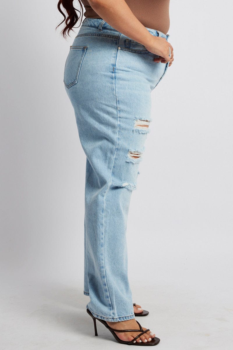 Denim Baggy Jeans High Rise Ripped for YouandAll Fashion