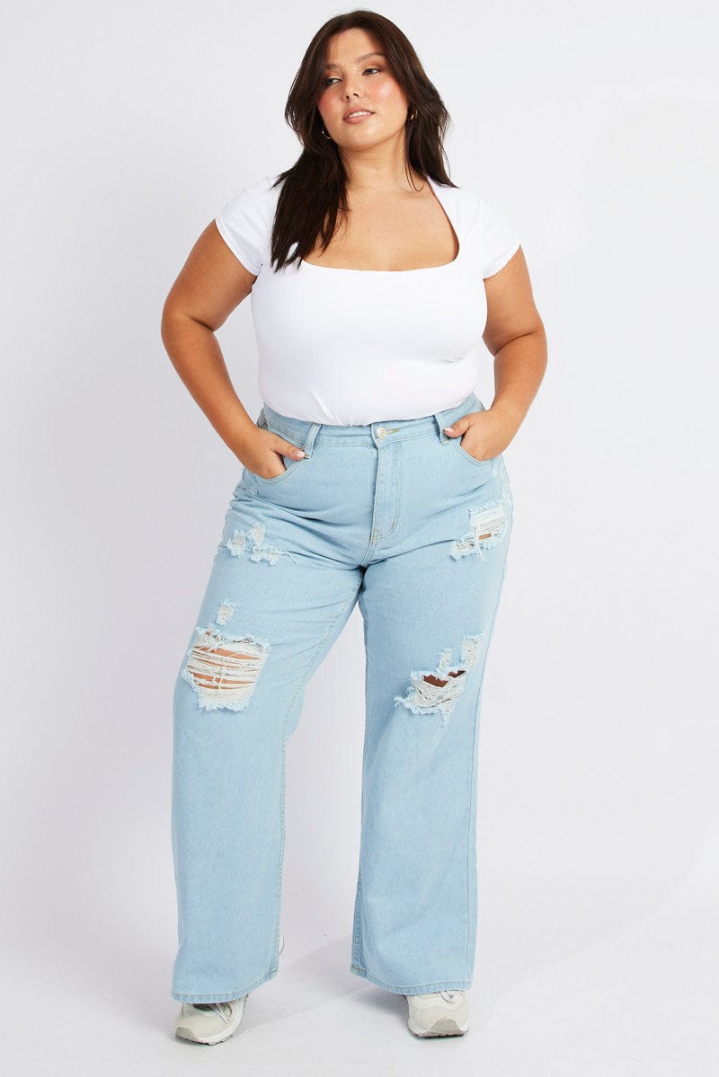 Denim Wide Leg Jeans High Rise for YouandAll Fashion