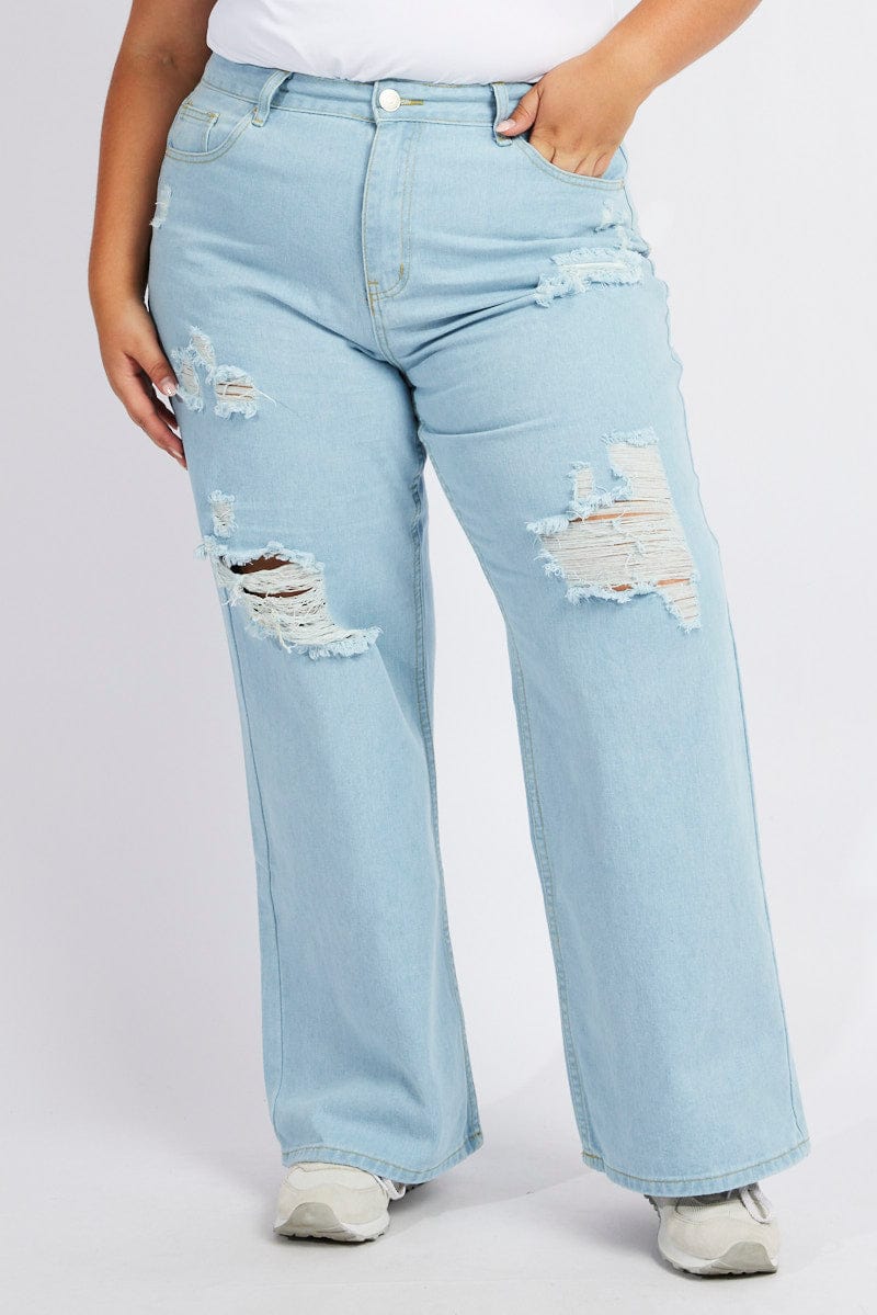 Denim Wide Leg Jeans High Rise for YouandAll Fashion