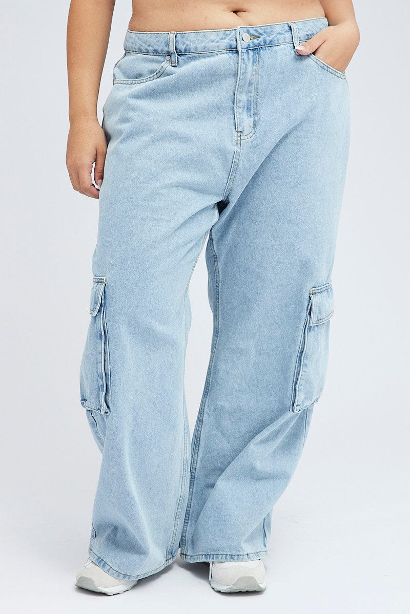Denim Cargo Jeans High Rise for YouandAll Fashion