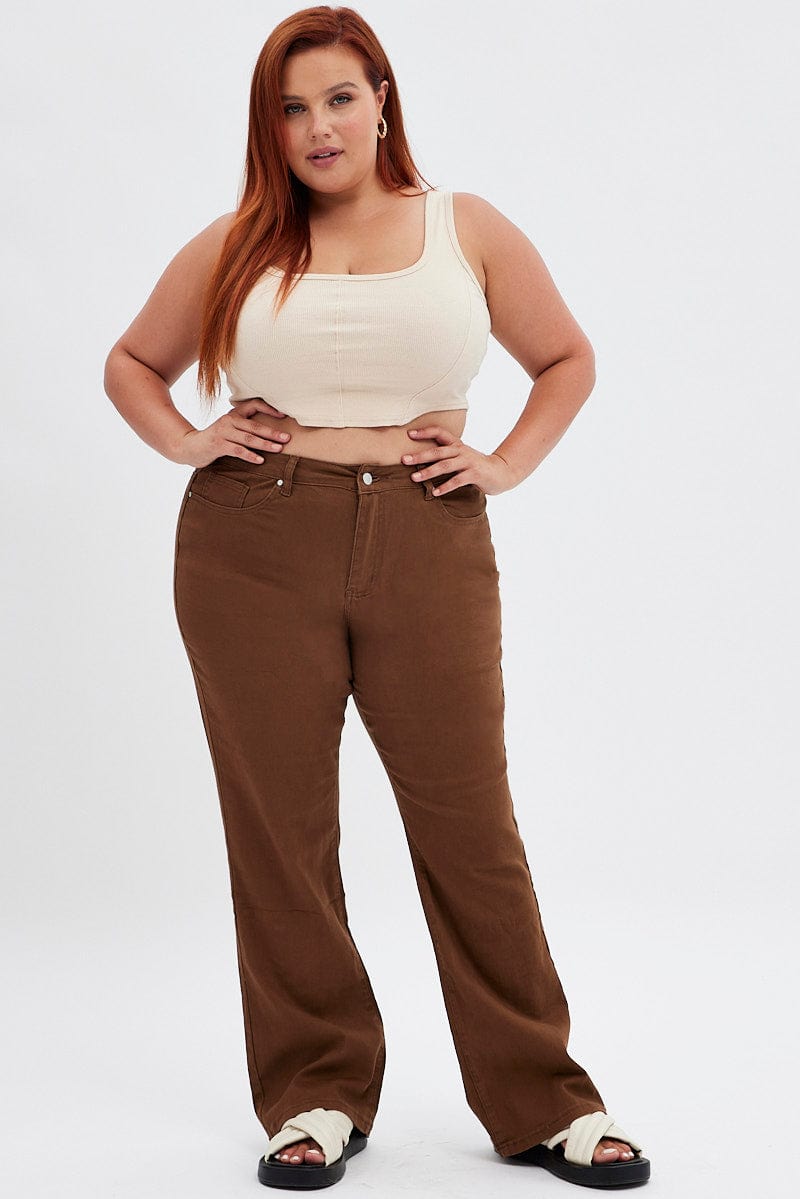 G-Line Oversized High Waisted Plus Size Copper Wide-Leg Pants  Wide leg  pants high waisted, High waisted flare pants, High waisted flares