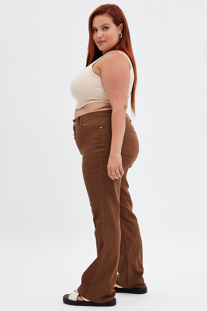 Brown Flare Denim Jeans High rise for YouandAll Fashion