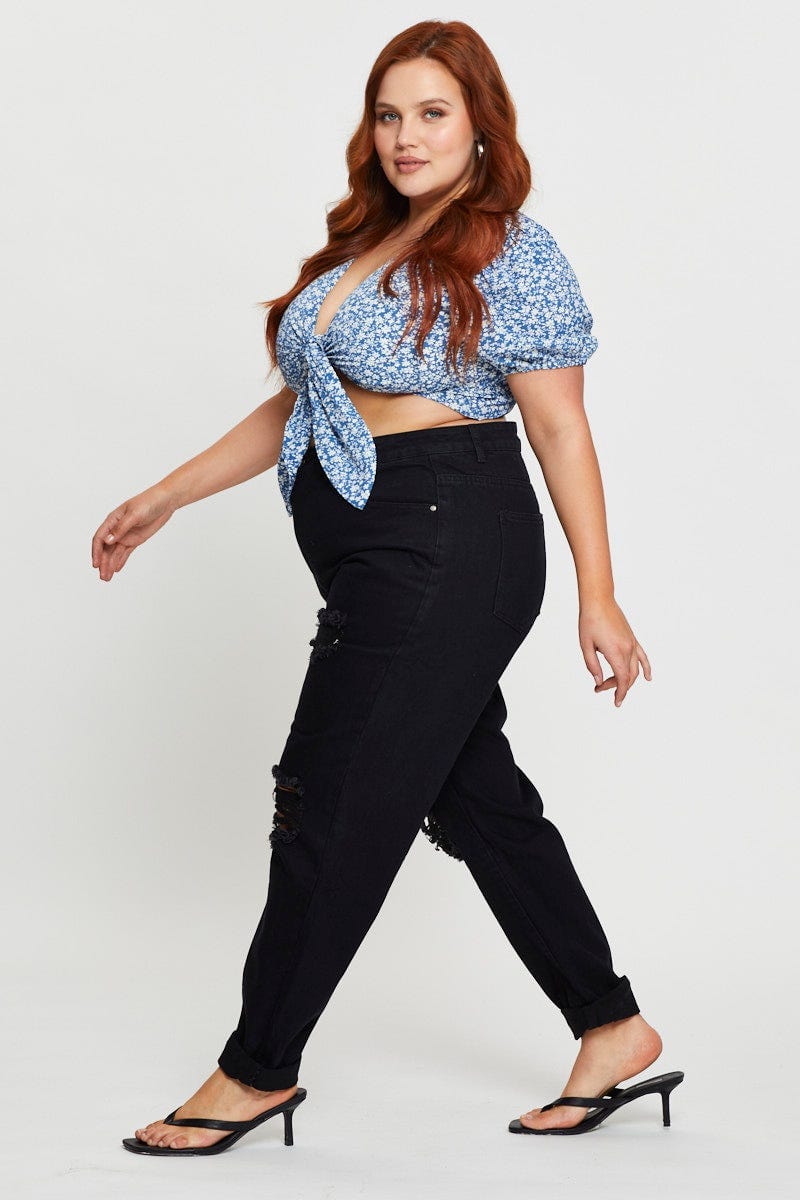 Black Denim Jean Mid Rise Boyfriend For Women By You And All