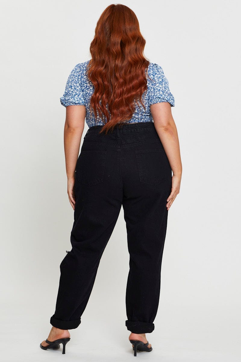 Black Denim Jean Mid Rise Boyfriend For Women By You And All
