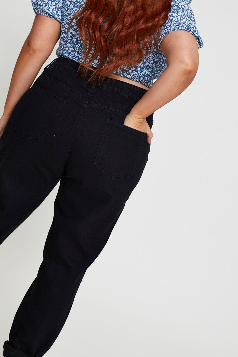 Black Denim Jean Mid Rise Boyfriend For Women By You And All