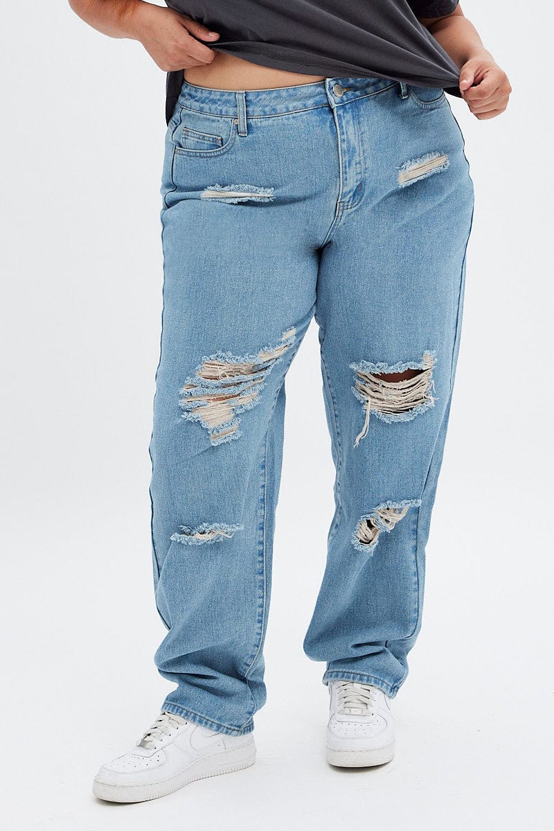 Blue Mom Denim Jeans High rise for YouandAll Fashion