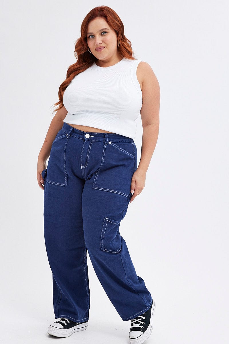 Blue Cargo Jeans Out Pocket for YouandAll Fashion