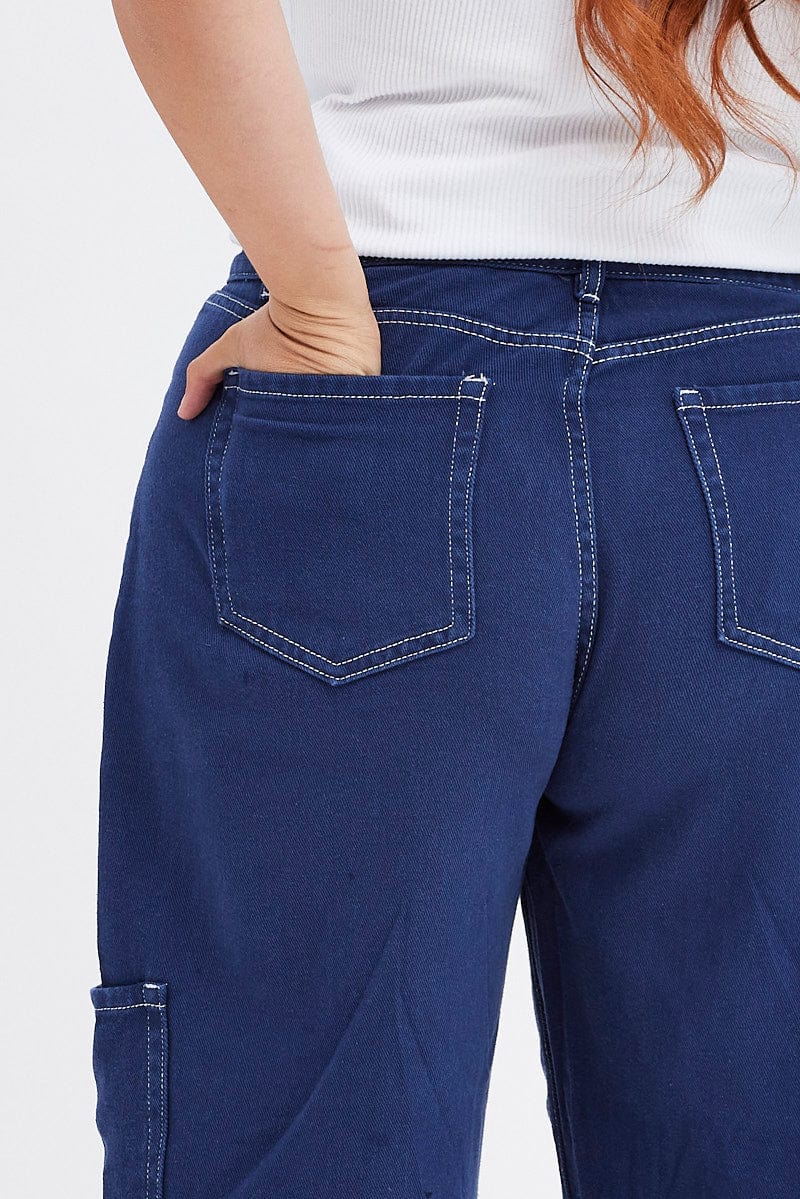 Blue Cargo Jeans Out Pocket for YouandAll Fashion