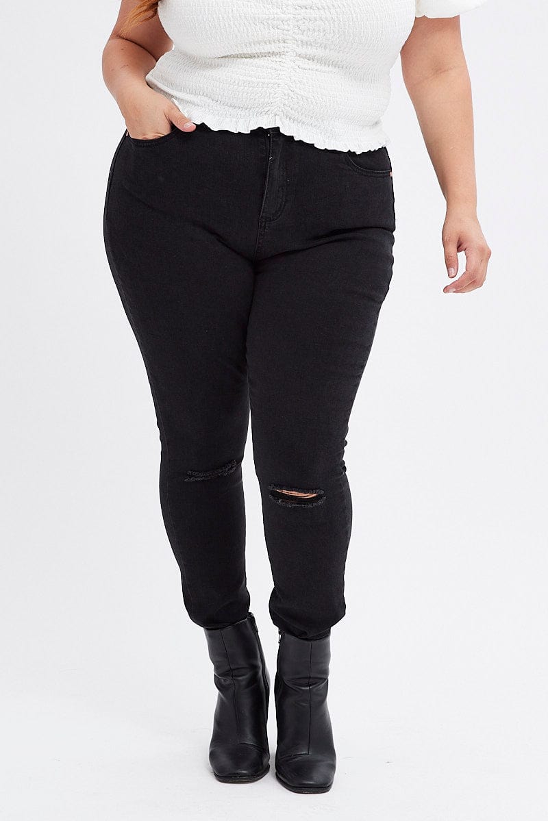 Black Skinny Denim Jeans High rise for YouandAll Fashion