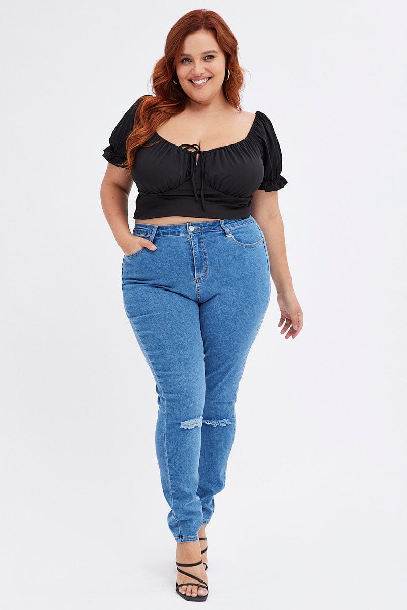 Blue Skinny Denim Jeans High rise for YouandAll Fashion