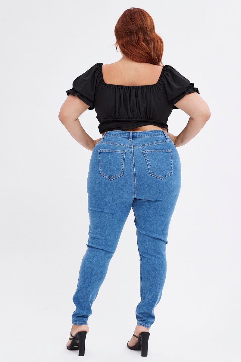 Blue Skinny Denim Jeans High rise for YouandAll Fashion