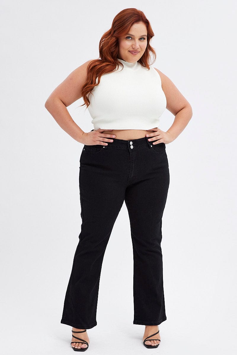 Black Flare Denim Jeans Mid rise for YouandAll Fashion