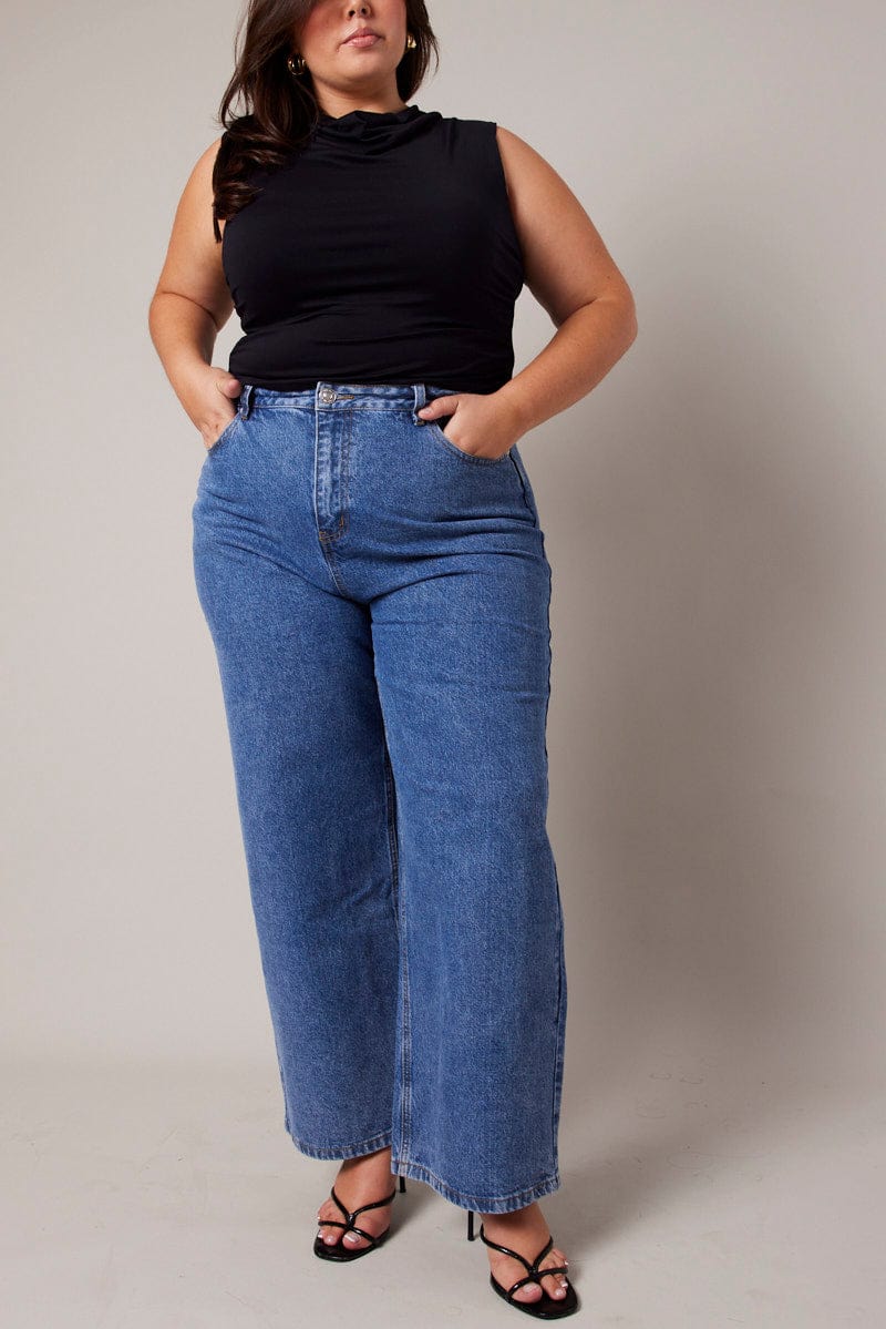 Denim Wide Leg Jeans High Rise for YouandAll Fashion