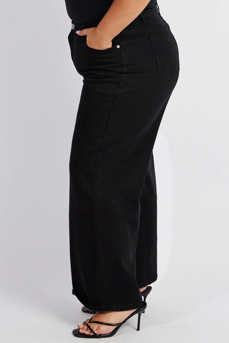 Black Wide Leg Jeans High Rise for YouandAll Fashion