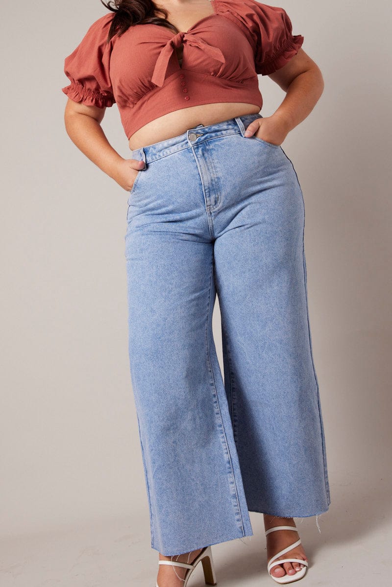 Denim Wide Leg Jeans Mid Rise for YouandAll Fashion