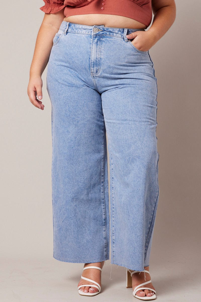 Denim Wide Leg Jeans Mid Rise for YouandAll Fashion