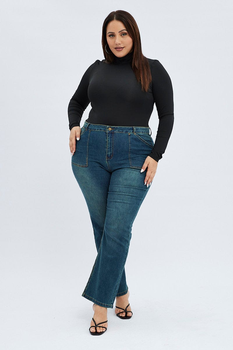Dark Wash Extreme Flare Heavy Weight Plus Size Jeans - 22 / Blue