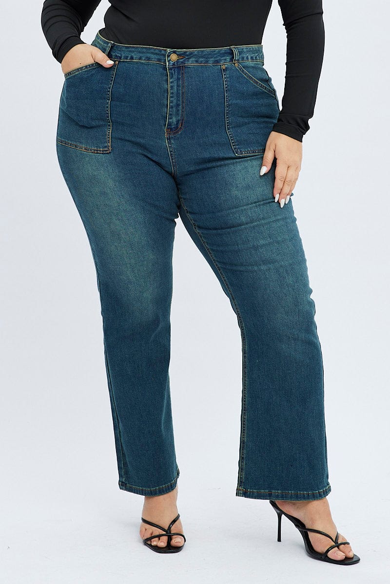 Denim Flare Denim Jeans Mid Rise for YouandAll Fashion