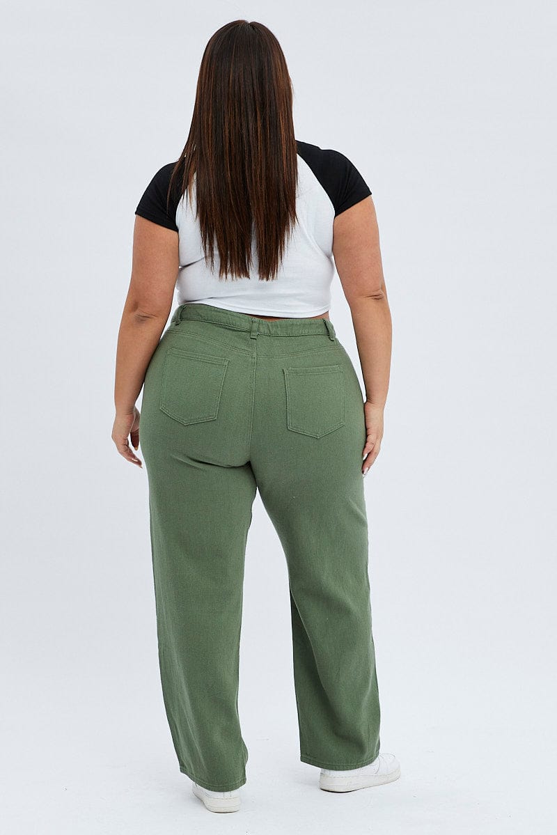 Green Baggy Denim Jeans Mid Rise for YouandAll Fashion