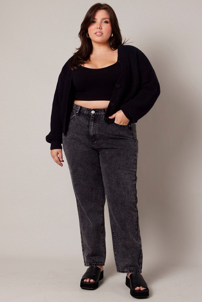Black Mom Jeans High Rise Acid Wash for YouandAll Fashion