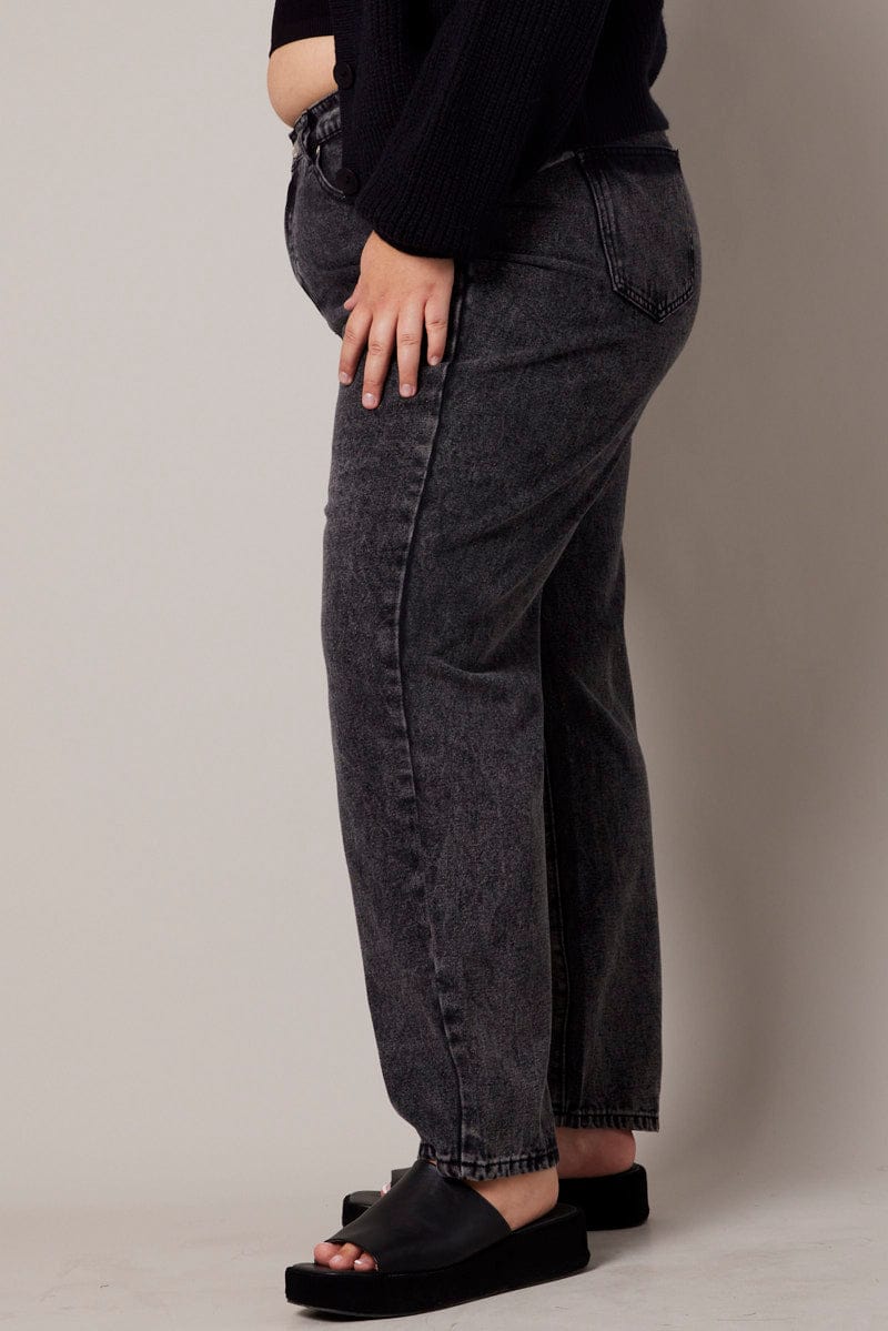 Black Mom Jeans High Rise Acid Wash for YouandAll Fashion