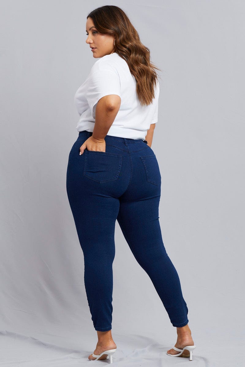 Plus Size Blue Denim Jeggings High Rise, You + All
