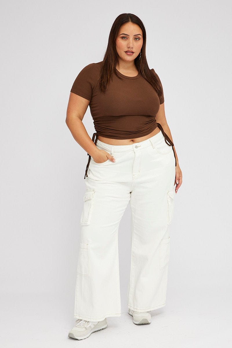 Jeans Plus All White Outfit White Cargo Denim Jeans High Rise You All